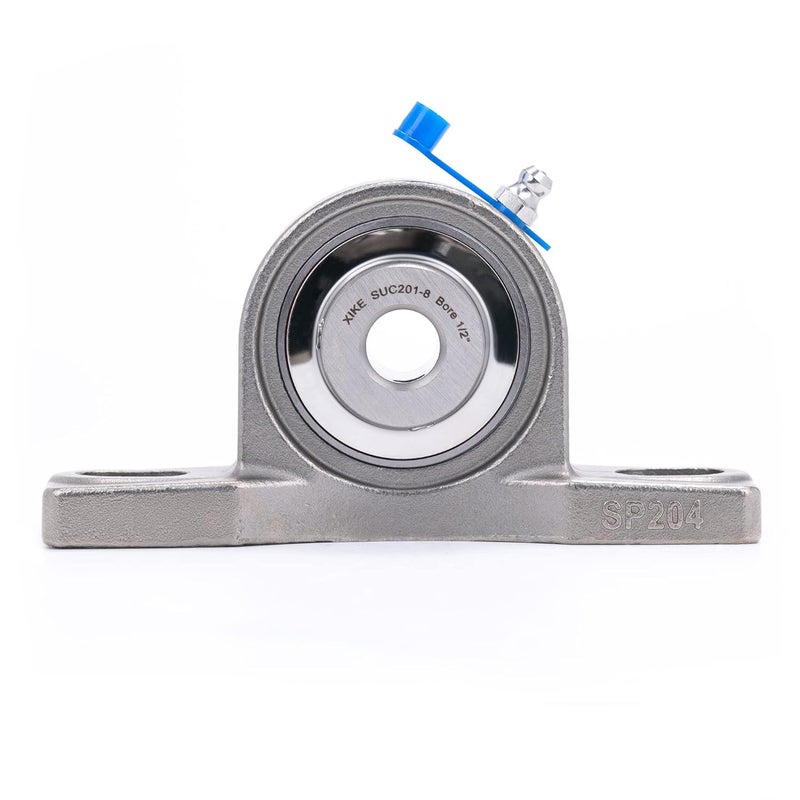 Xike 2 Pcs SUCP201-8 Bore 1/2" All Stainless Steel Pillow Block Square Flange Mounted Ball Bearings, Solid Base and Self Aligning. - Image 3